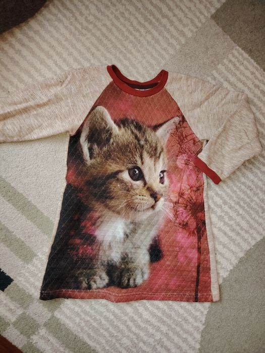 Платье девочке зима на флисе котик 3 д. 128 р 4-5л