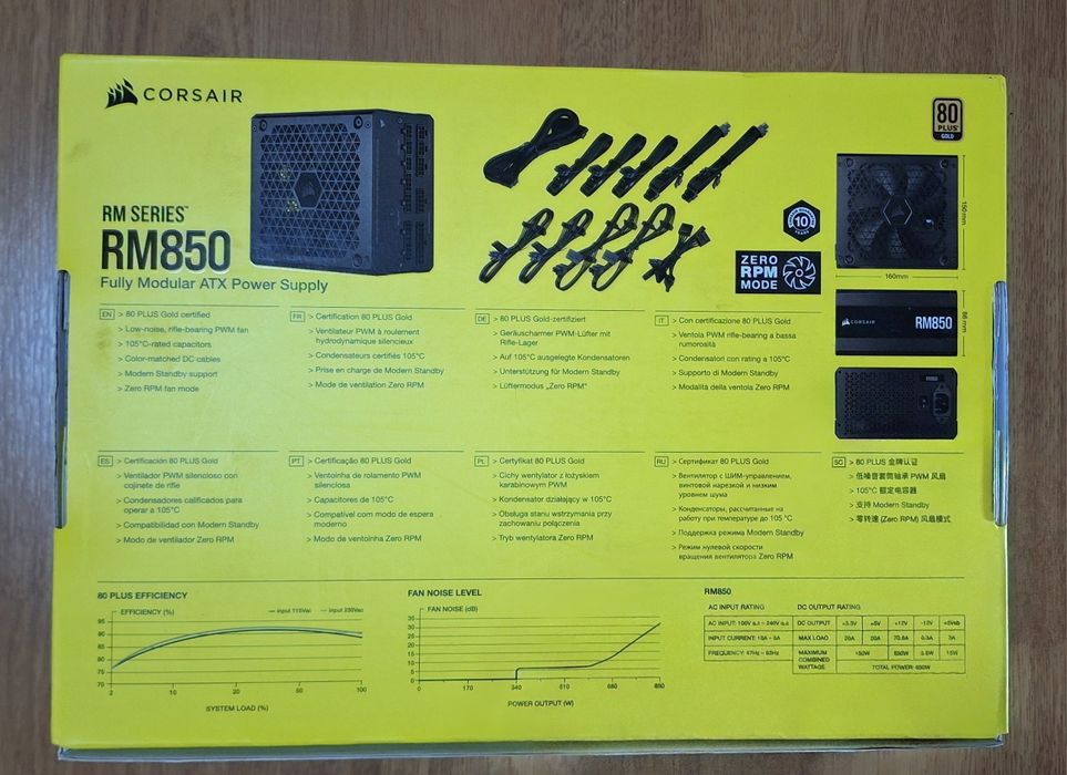 Fonte de Alimentação Corsair RM850 – 850W – 80 Plus Gold – Modular