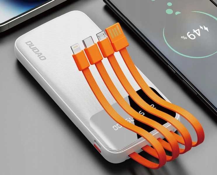 POWERBANK 10 000mAh z wbudowanymi kablami *NOWY* usb c lighting