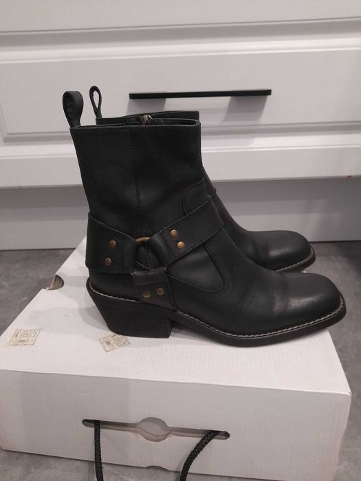 botki kowbojki skóra naturalna