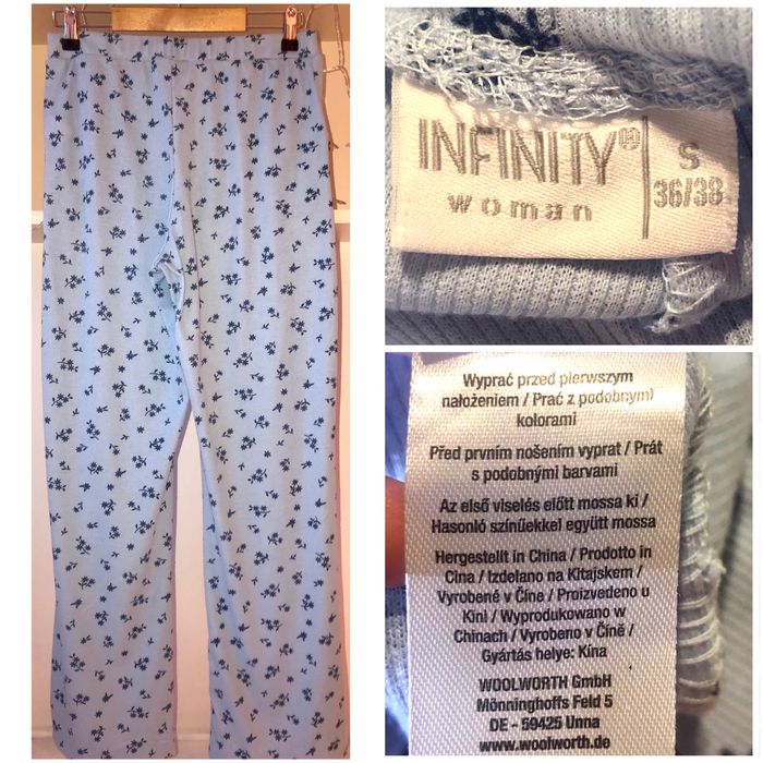 spodnie domowe Infinity Woman błękitne granatowe kwiatki, rozmiar S/М