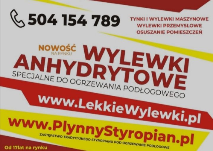 Wylewki anhydrytowe i oryginalny płynny styropian Śląsk Małopolska