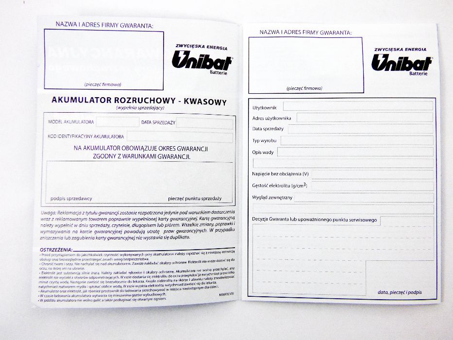 AKUMULATOR UNIBAT 6AH 12V P+ CBTX7L-BS Akumulatory Warszawa