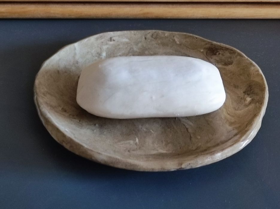 Mydelniczka ceramiczna handmade rękodzieło beż nerikomi