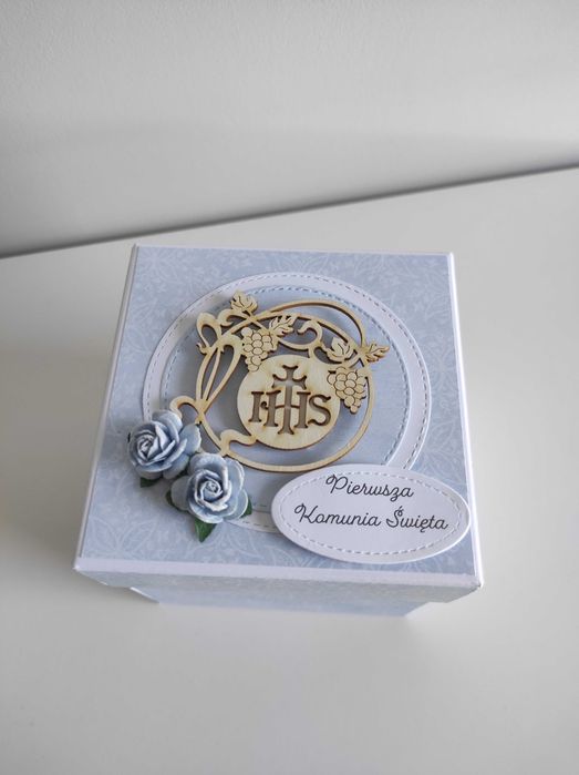 Exploding box pudełeczko Pamiątka Pierwsza Komunia Święta Handmade