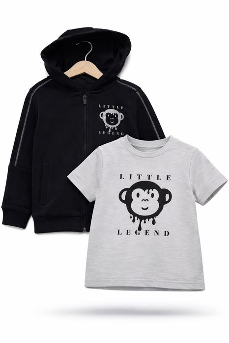 98 104 George czarna bluza dresowa rozpinana ciepła + koszulka tshirt