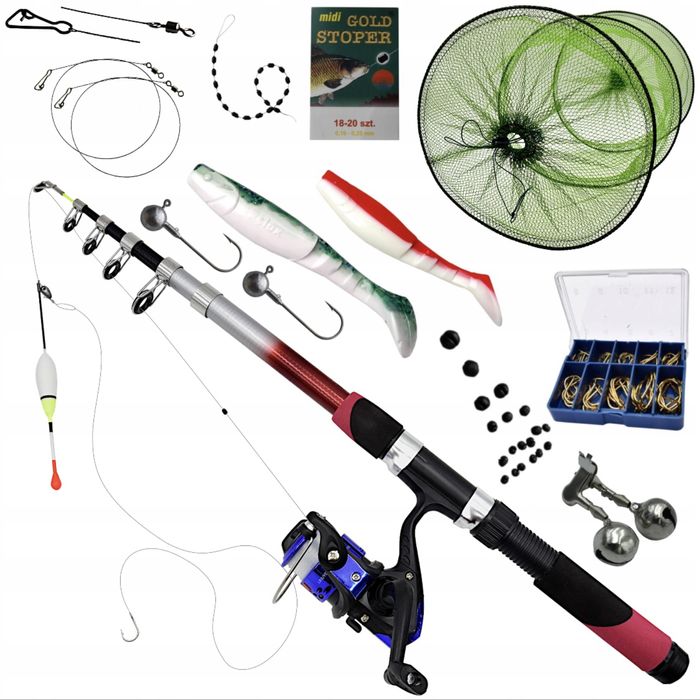 MEGA Zestaw Gotowy Wędkarski Wędka uzbrojony łowienie! GRATISY