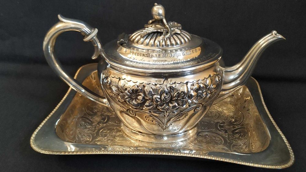 Zabytkowy Posrebrzony Czajnik BRIDDON BROS SHEFFIELD 1908r z Dedykacją