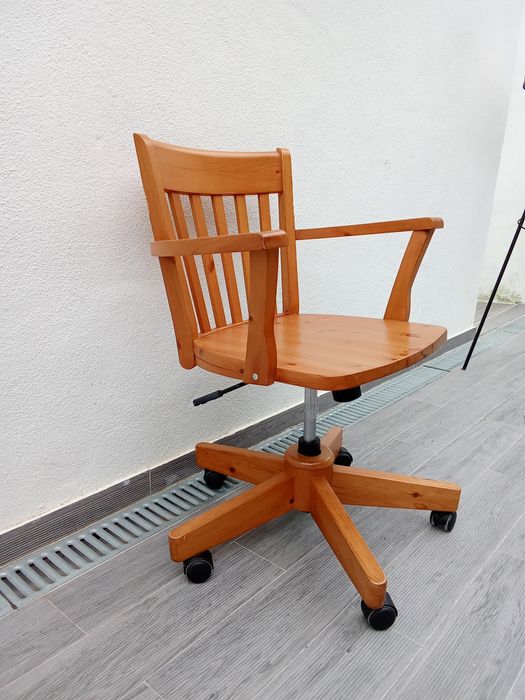 Cadeira escritório giratória em madeira