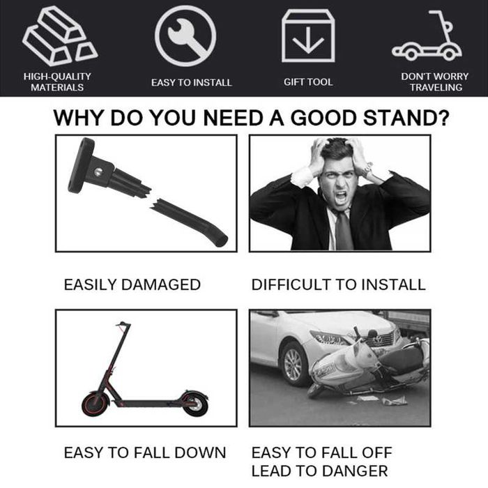 Suporte pé tripe lateral trotinete scooter xiaomi m365 PRO2 S1 NOVO