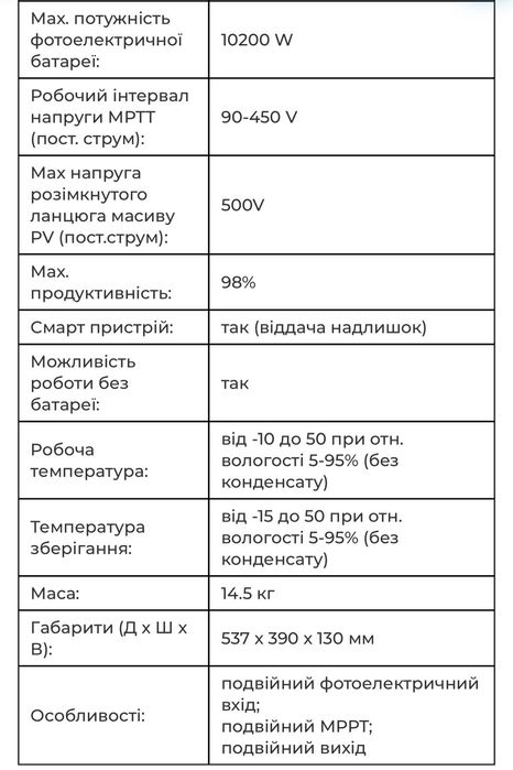 Інвертор сонячний PowMr 10.2kw 48V