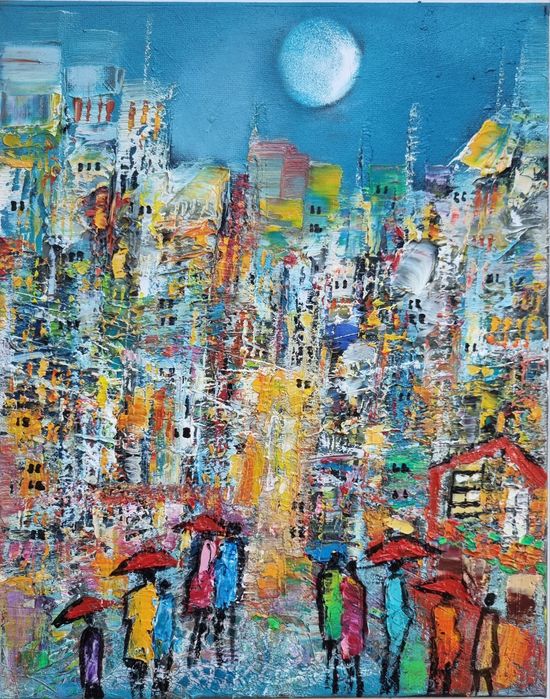 Obrazy olejne 30x24 gruba faktura farby RÓŻNE