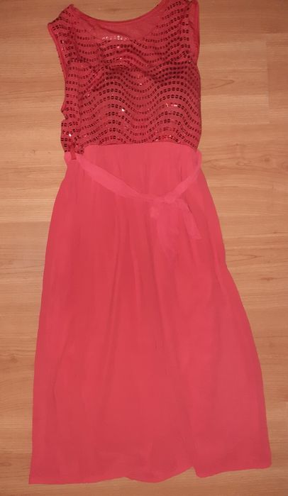 Vestido vermelho com brilhantes - envio grátis
