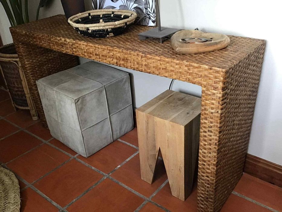 mesa, secretaria, consola, aparador, rattan, verga, rustico