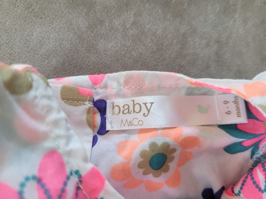 Sukienka, r. 62, baby M&Co, nowa, kwiaty, bawełna