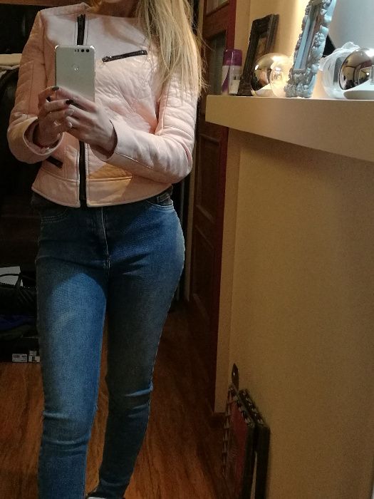 Ramoneska Motocyklówka Pikowana Zamek Brudny róż xs s