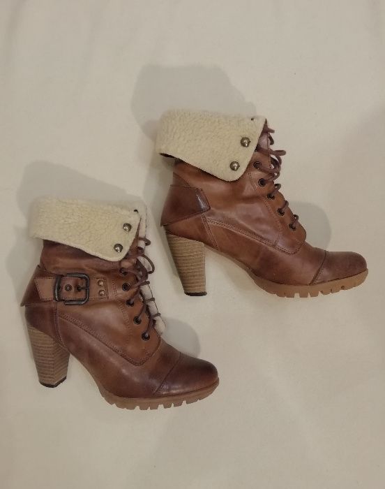 Lacoski 37 trzewiki botki skórzane kolor camel skóra