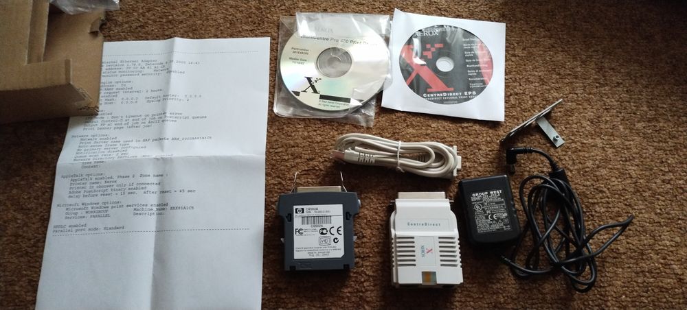 Xerox external print server+ hp jet direct print server