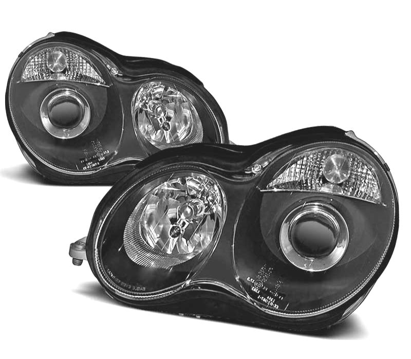FARÓIS COM PROJETOR PARA MERCEDES CLASSE C W203 00-04 PRETO