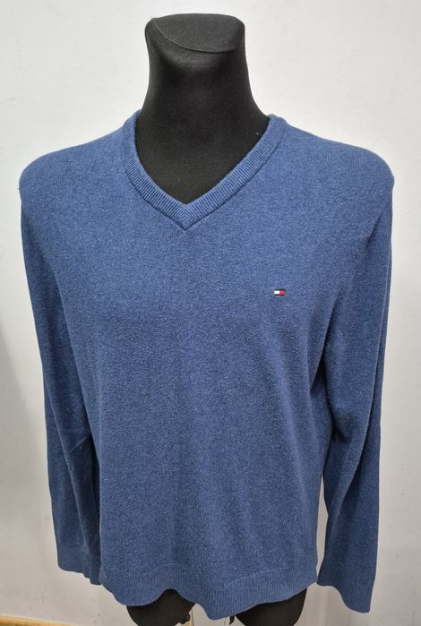 TOMMY HILFIGER roz. XL lekki sweter męski bawełna + kaszmir