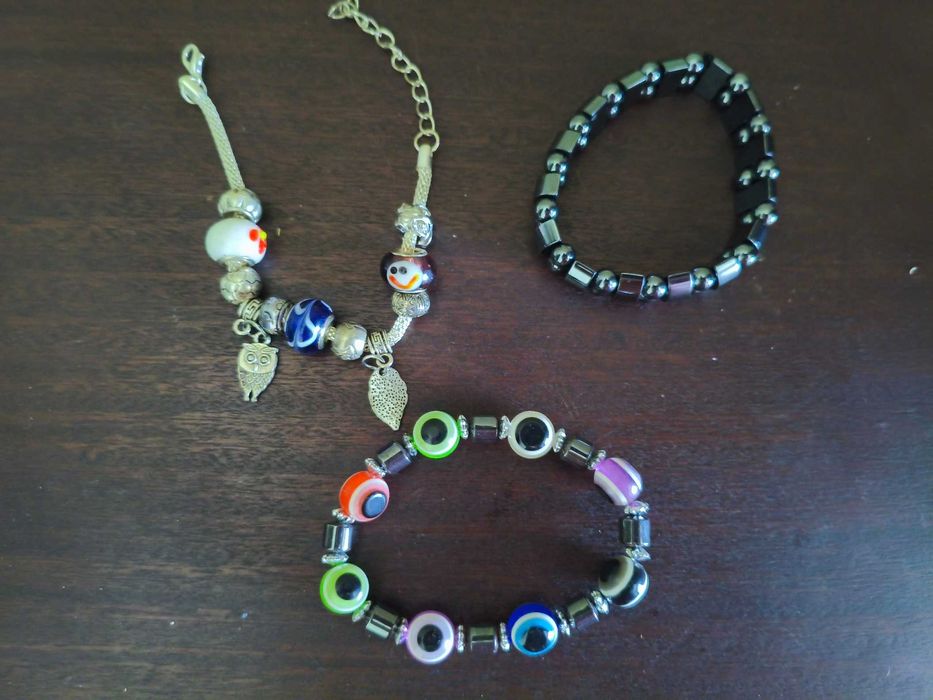 Lote 3 Pulseiras Estilo Místico e Casual - Olho Turco e Mocho