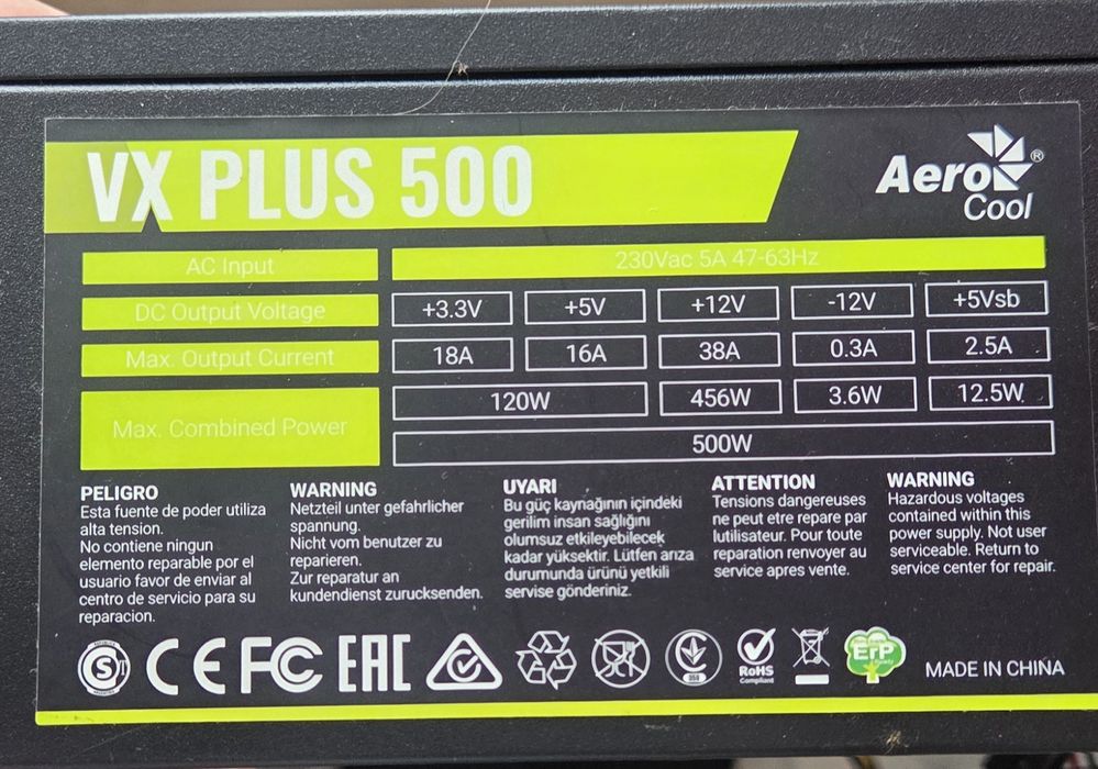 Блок питания Aerocool VX Plus 500