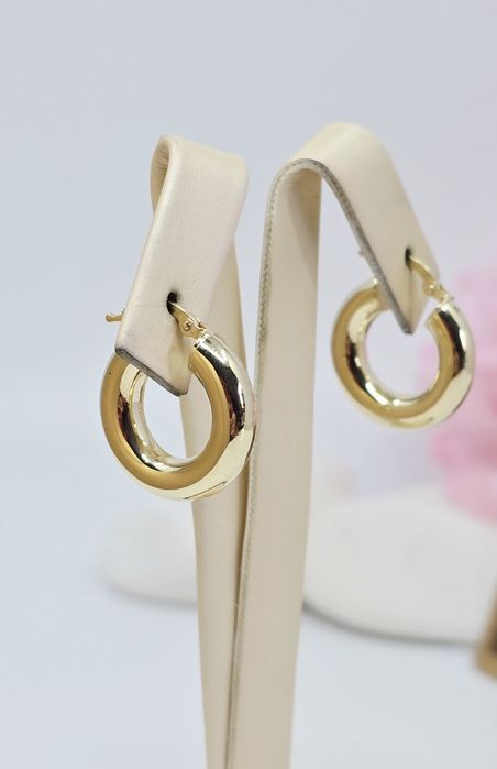 Złote kolczyki koła dmuchane próba 585 14k