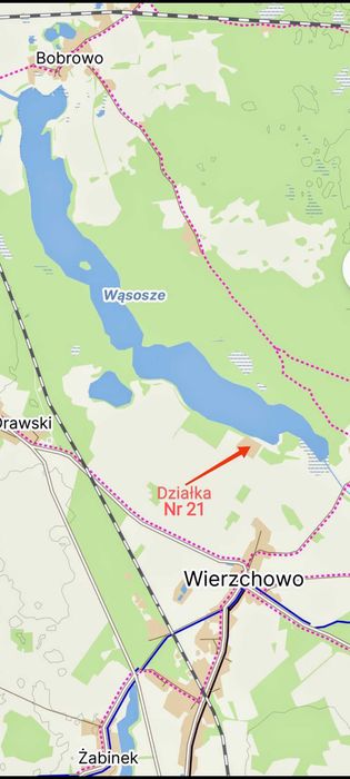Działka rekreacyjna nad Jeziorem Wąsosze Wierzchowo powiat drawski