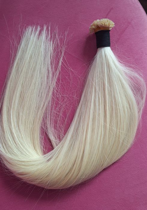 Naturalne włosy na keratynie 50cm blond