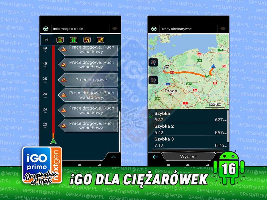 Aplikacja iGO Nextgen Mapy Nawigacja dla TIR Ciężarówki Android WinCE
