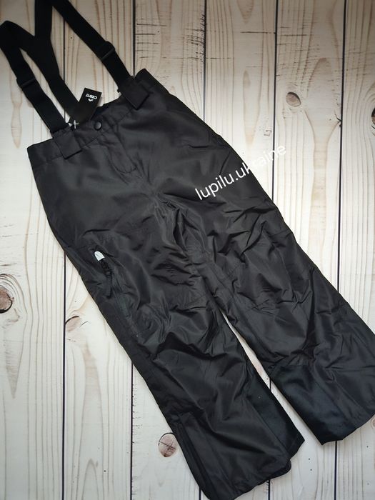 Crivit 122/128 штани лижні дитячі чорні зимові термо комбінезон