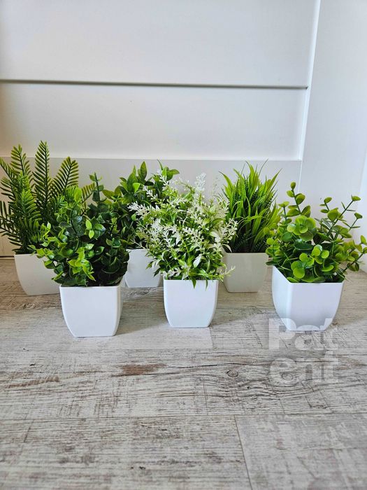 Sztuczne kwiaty z doniczkami 6 szt. zestaw roślin sztucznych dekoracja
