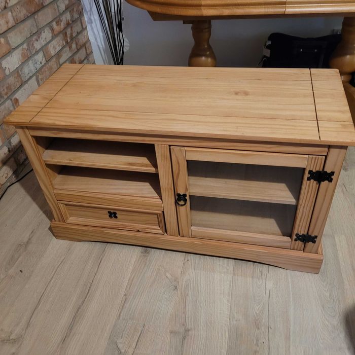 Drewniana szafka z szufladą i szklanymi drzwiczkami stan bdb Wrocław