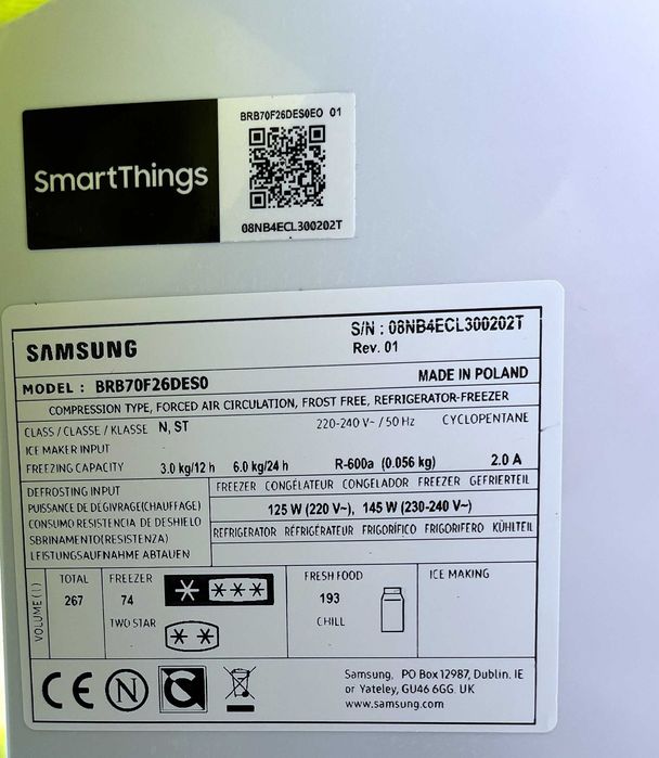 NOWE oryginalne części Samsung BRB70F26DESO - wnętrze, półki, moduł, NOWA
