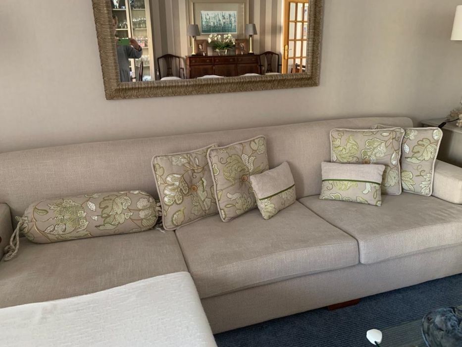 Custom-made floral-patterned cushions