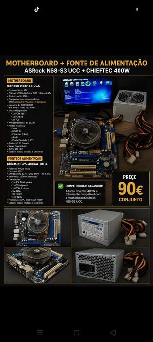 Motherboard+Fonte alimentação. Oportunidade