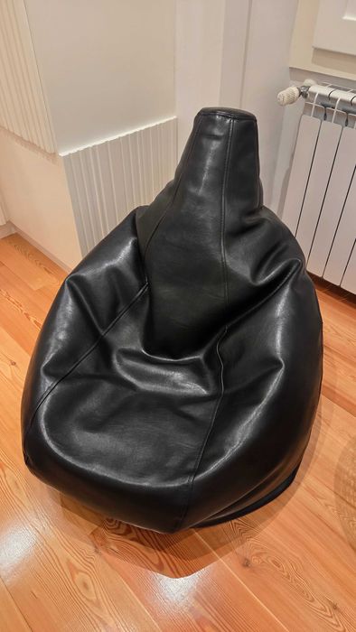 Puff Gato Preto em pele sintética, preto, como novo!!!