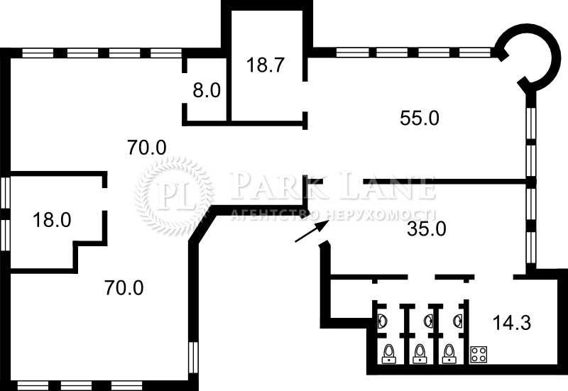 Без %. Оренда Офіс 311 m2 Чикаленка (Пушкінська) Центр Льва Толстого