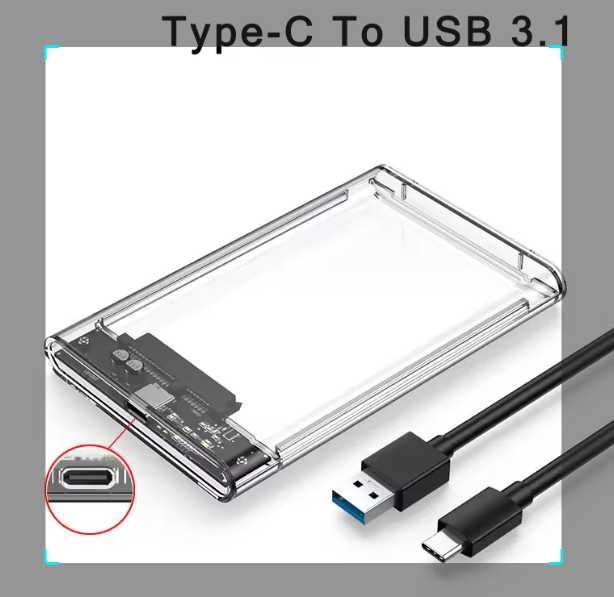 Caixa de disco rígido externo 2.5 " USB 3.o Preta ou Transparente