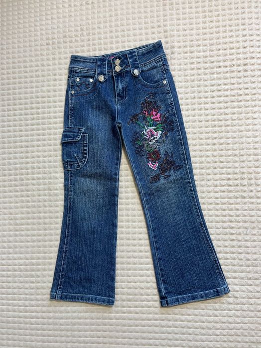 piękne jeansy z haftem belly kisses 5-6lat