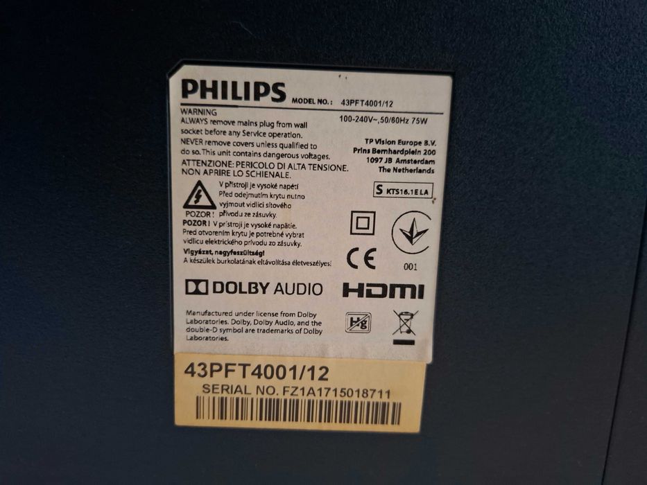 Telewizor Philips 43PFT4001/12 z obsługą dvbt2 hevc
