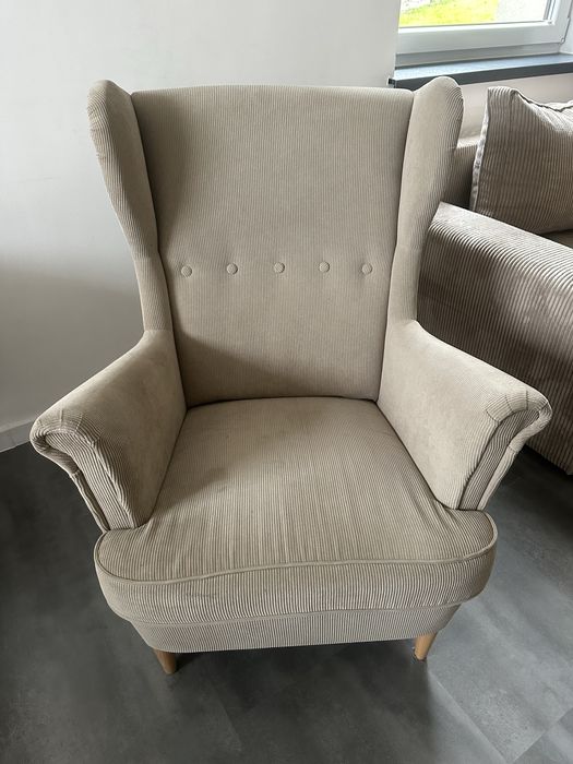 Fotel uszak ikea bezowy sztruks stan idealny
