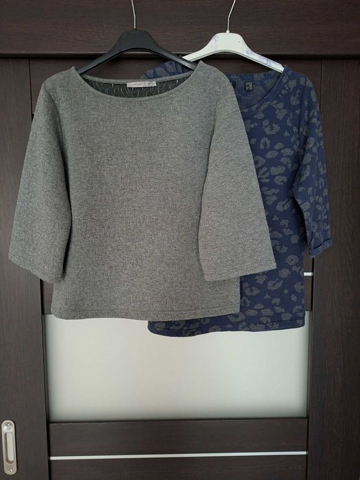 2 krótkie bluzy/bluzki z rękawem 3/4, r. S/M