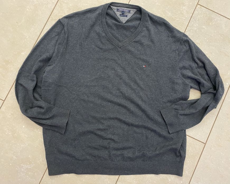 Tommy Hilfiger sweter męski 4XL  szary, extra stan, bawełna,kaszmir