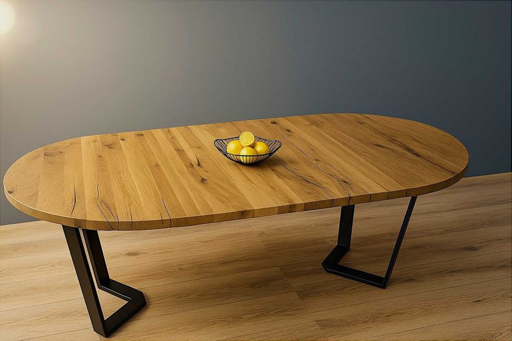 Stół Dębowy Okrągły LOFT, 100% Lite Drewno, Różne Wymiary, Rozkładany.