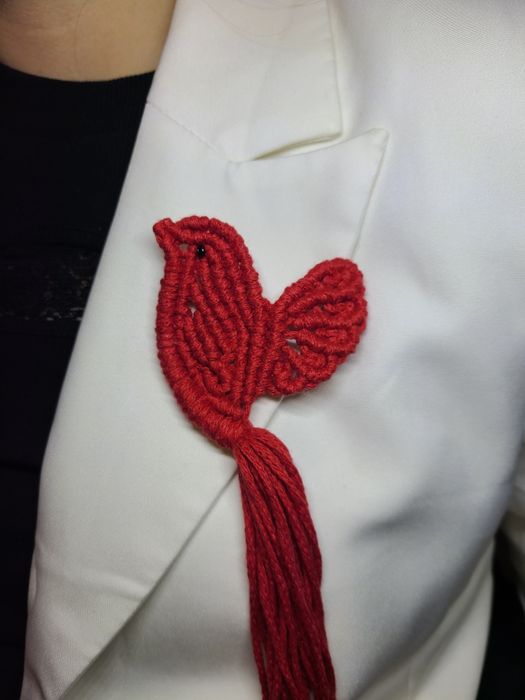 Брошка серце макраме/пояс припинда/ пташка / аксесуари