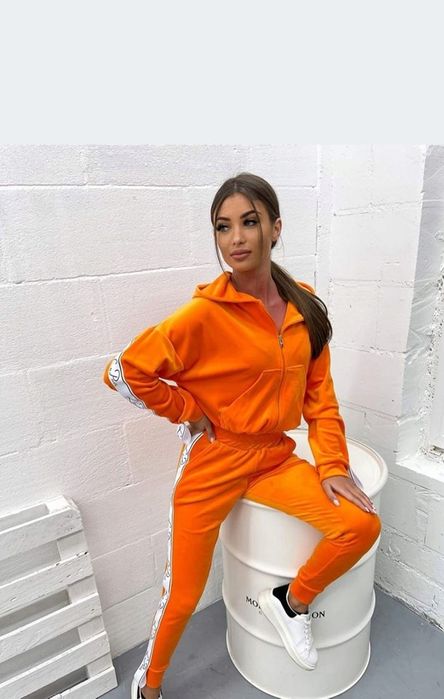 Dres La Perla Besties S M pomarańczowy beżowy brzoskwiniowy lampasy