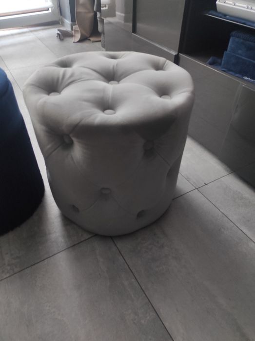 Pufa pufy szara pikowana i niebieska