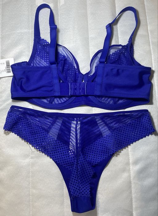Chantelle Pulp Play komplet 75E + tanga EU 40 – niebieski – NOWY z metkami