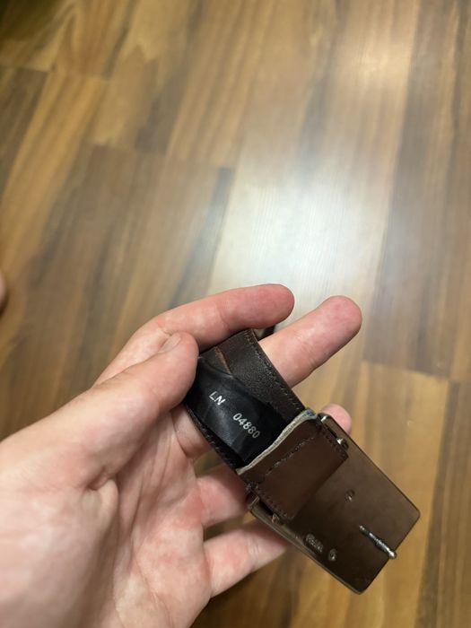 Prada Brown Boat Buckle Leather Belt
